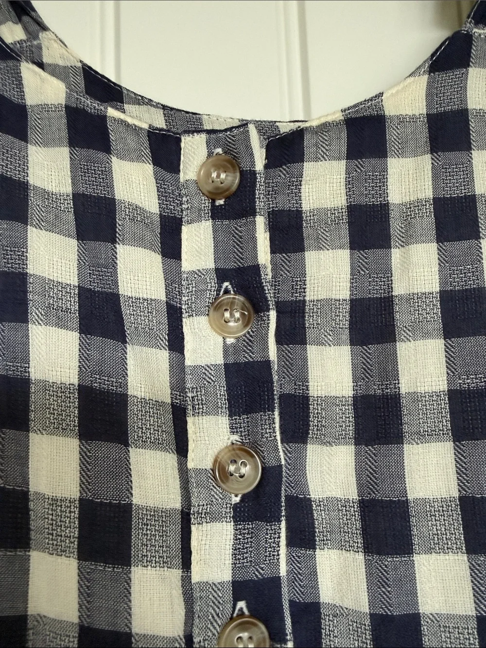 Little Cottonwood Magnolia Gingham Tie-Shoulder Midi Dress - Navy & White XS - Picture 4 of 13